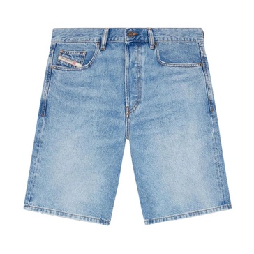 Indigo Denim Bermuda Shorts with Logo