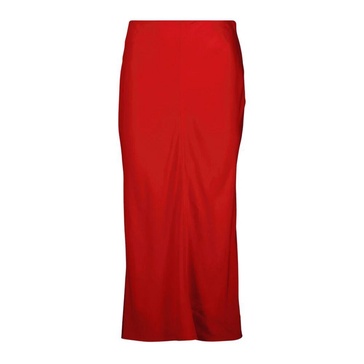 Red Midi Straight Skirt