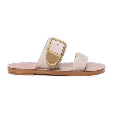 Beige Sandals with Double Lap Design
