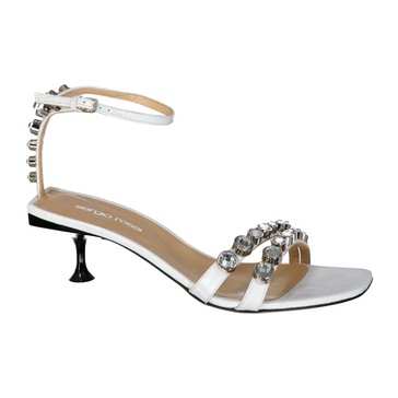 Crystal White Leather Sandals