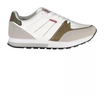 Men's White Polyester Sneaker with Contrasting Details