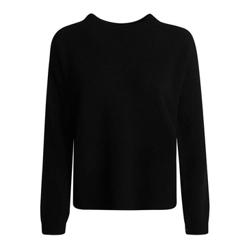 Black Knitted Crew Neck Sweatshirt