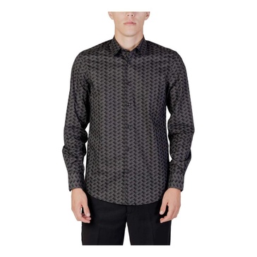 Grey Button-Up Shirt Men Fall/Winter