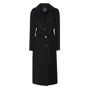 Black Long Cloth Coat with Button Closure