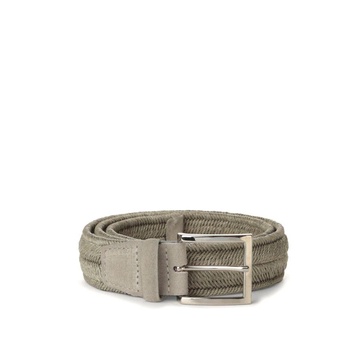 Braided Fabric Belt with Silver Buckle