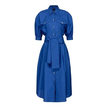 Cotton poplin shirt dress with sash