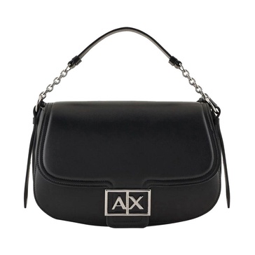 Black Shoulder Bag with Metal Logo
