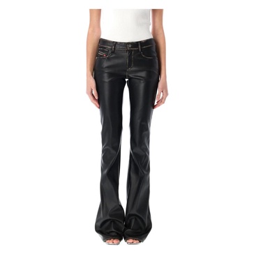 Black Eco Leather Bootcut Trousers