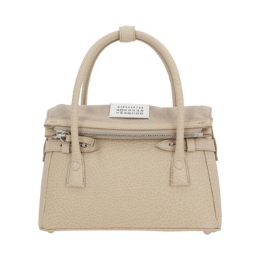 Light Beige Hammered Leather Handbag