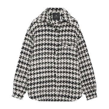 Smart Tweed Jacket with Collar and Chest Pocket