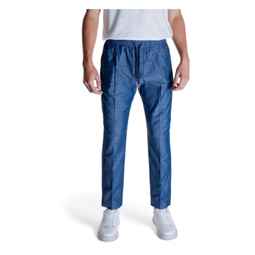 Blue Cotton Trousers with Laces