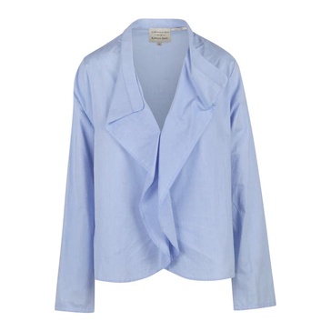Poplin Blouse with Ruffle Front