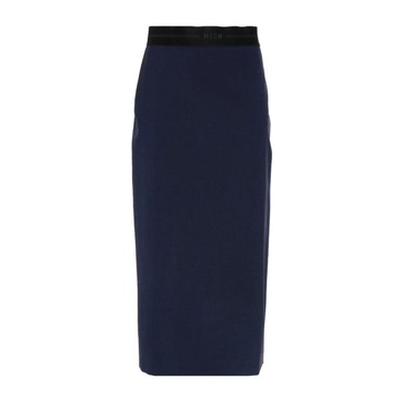 Blue Wool Blend Slub Skirt