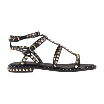 Black Leather Buckle Sandals