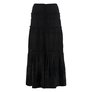 Cotton Lace Long Skirt with Slit