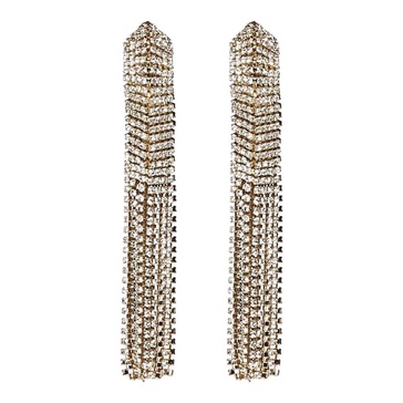 Golden Crystal Fringe Butterfly Clasp Earrings