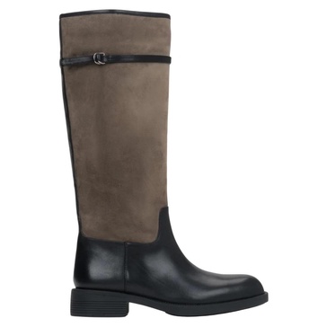 Women's Beige and Black Knee-High Boots made of Velour & Genuine Leather Estro ER00116685