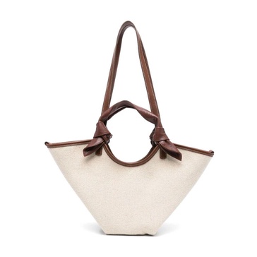 Leather Brown Bags with Tie-Top Fastening