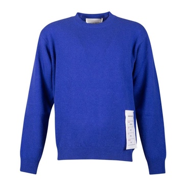 Blue Crew Neck Wool Cashmere Sweater