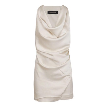 White Polyester Dress with Hood