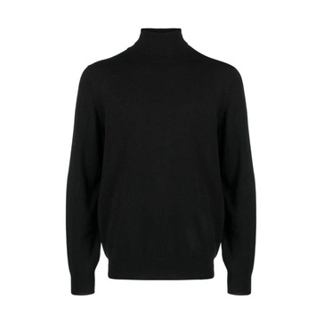 Black Cashmere Knit Roll Neck Sweater