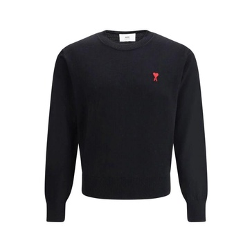Ribbed Crew Neck Wool Sweater with Logo