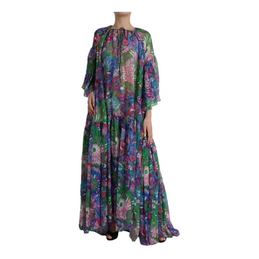 Floral Print Silk Maxi Dress