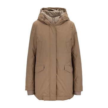 Hooded Down Jacket with Automatic Button and Zipper