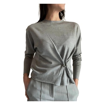 Grey Sweater with Feminine Detail