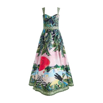 Graphic Print Balconette Style Dress