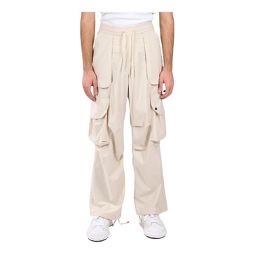 Flannel cargo pants with elastic waist