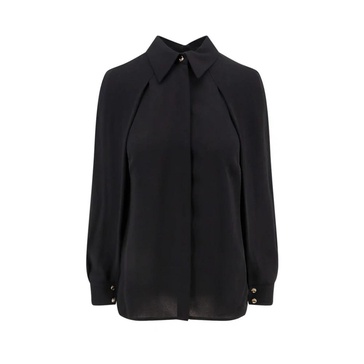 Black Cape Sleeve Shirt with Bow