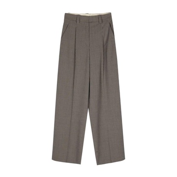 Blue Wool Blend Wide-Leg Trousers