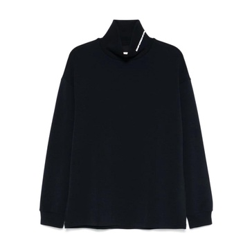 Black Logo Print Sweater Mock Neck