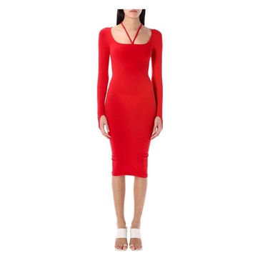 Red Sculpting Jersey Midi Dress