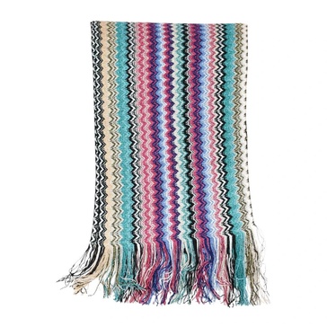 Chevron Pattern Viscose Scarf with Fringes