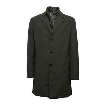 Green Trench Jacket with Removable Collar