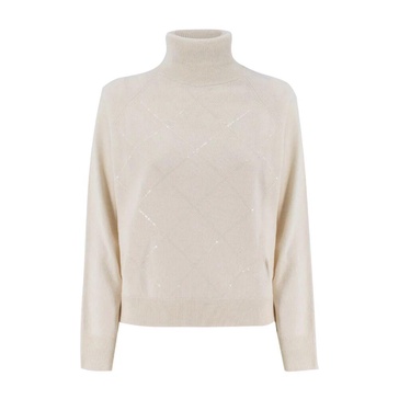 Turtleneck Jumper with Geometric Stitch Details