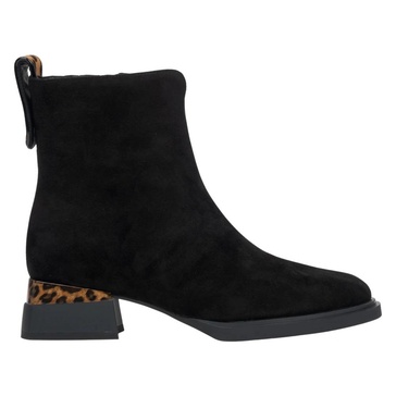 Women's Black Velour Ankle Boots with Leopard Print Detail Estro ER00115957
