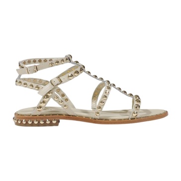 Beige Leather Bow Sandals