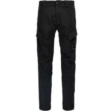 Black Cargo Trousers with Logo Patch