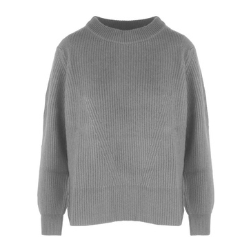 Gray Cashmere Crew-Neck Sweater with Embroidery