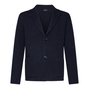 Blue Cotton Jacket Regular Fit
