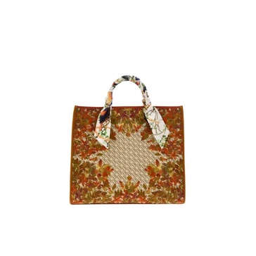 Chic Shopping Bag with Central Park Canvas and Suede Sides