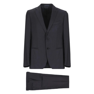 Blue Wool Suit Jacket Classic Style