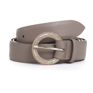 Taupe Round Silver Buckle Belt