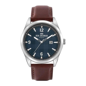 Analog Stainless Steel Leather Watch Blue