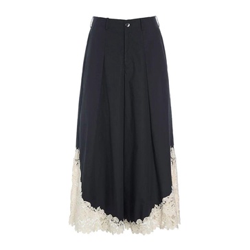 Elegant Paper Poplin Pants Black/Ivory