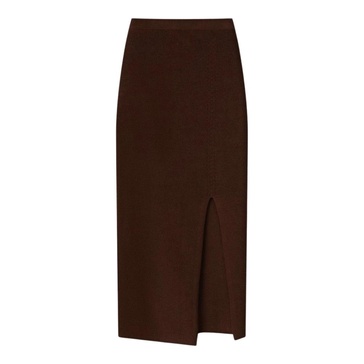 Cotton Midi Skirt with High Slit