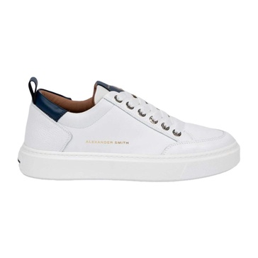 White and Blue Bond Sneakers